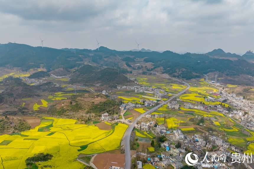 村寨、民居、鄉(xiāng)村公路交織如畫(huà)。人民網(wǎng)記者 涂敏攝