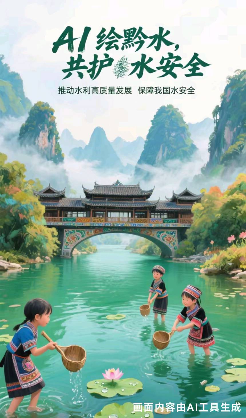 三等獎作品：《AI繪黔水，共護水安全  》 創(chuàng)作設(shè)計：丁靜茹 