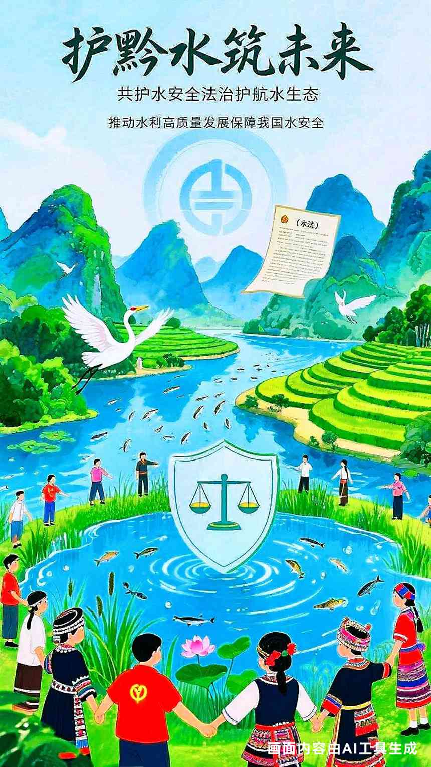 三等獎作品：《法治黔水筑夢未來》 創(chuàng)作設(shè)計：朱沙沙