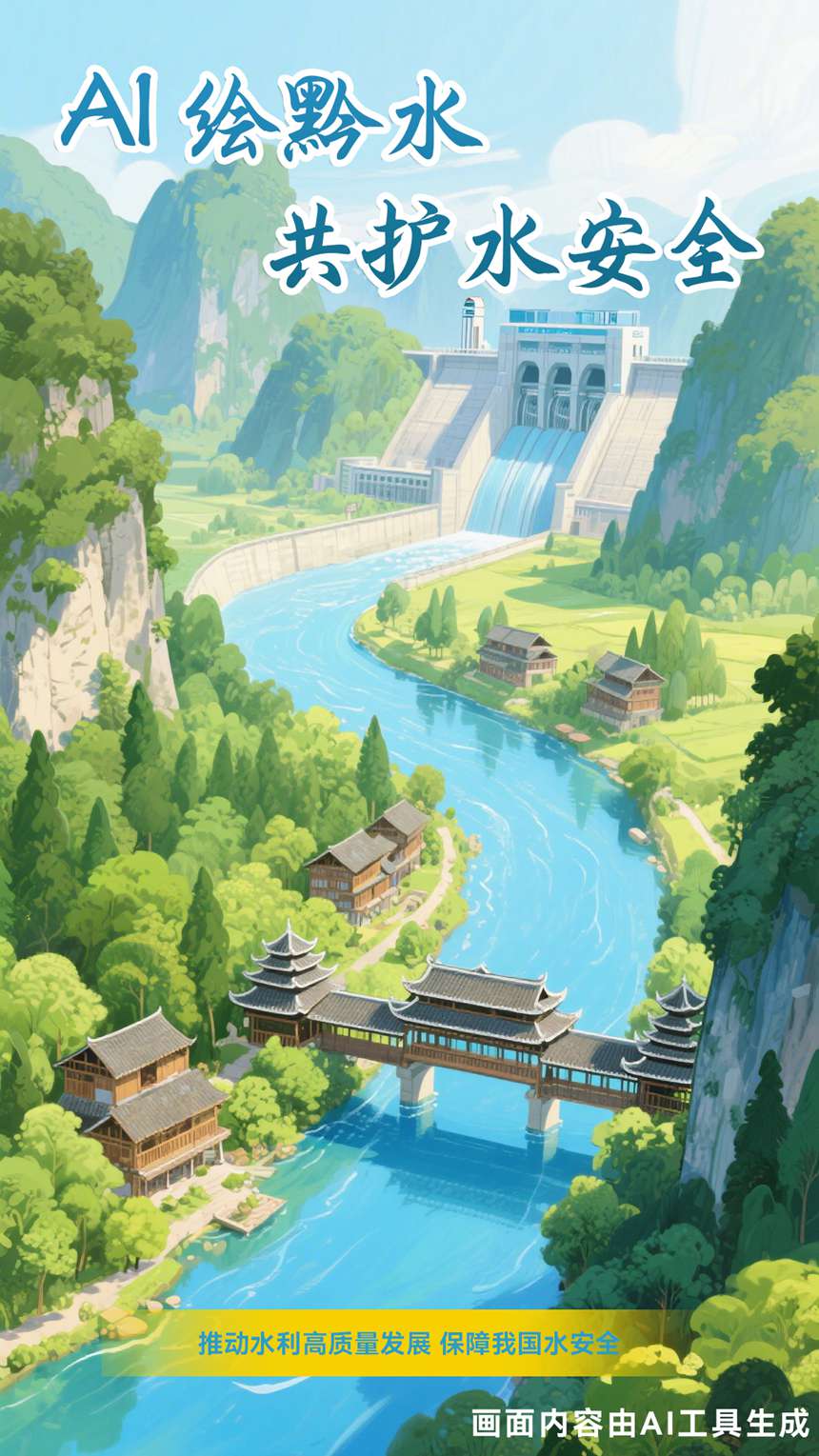優(yōu)秀獎作品：《AI 繪就黔水生態(tài)畫卷》 創(chuàng)作設(shè)計：趙朝圣